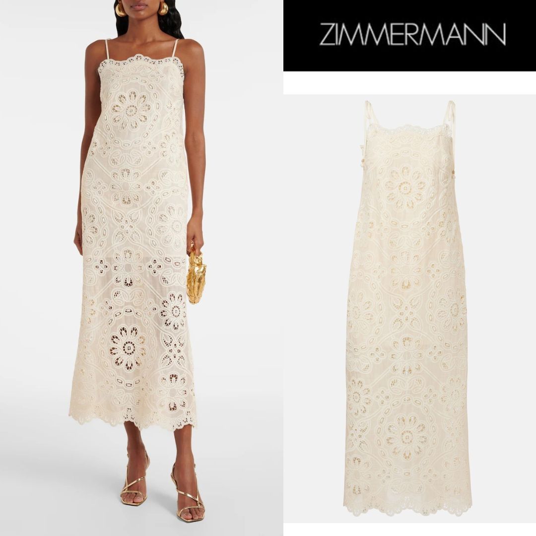 【Zimmermann】Rhiannon embroidered cotton midi dress