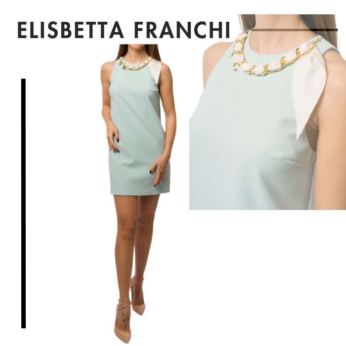ELISABETTA FRANCHI●チェーン×スカーフ フレアミニワンピース