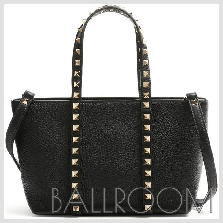 トートバッグ VALENTINO GARAVANI ROCKSTUD SMALL GARNET CALFSKIN SHOPPING B
