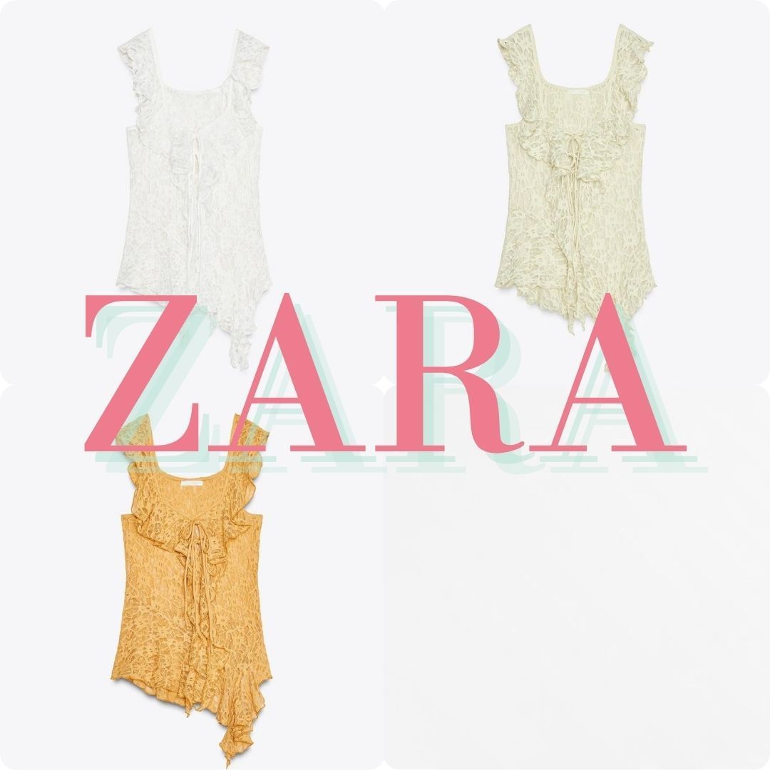 ZARA フリル&レースＴシャツ 1131/355