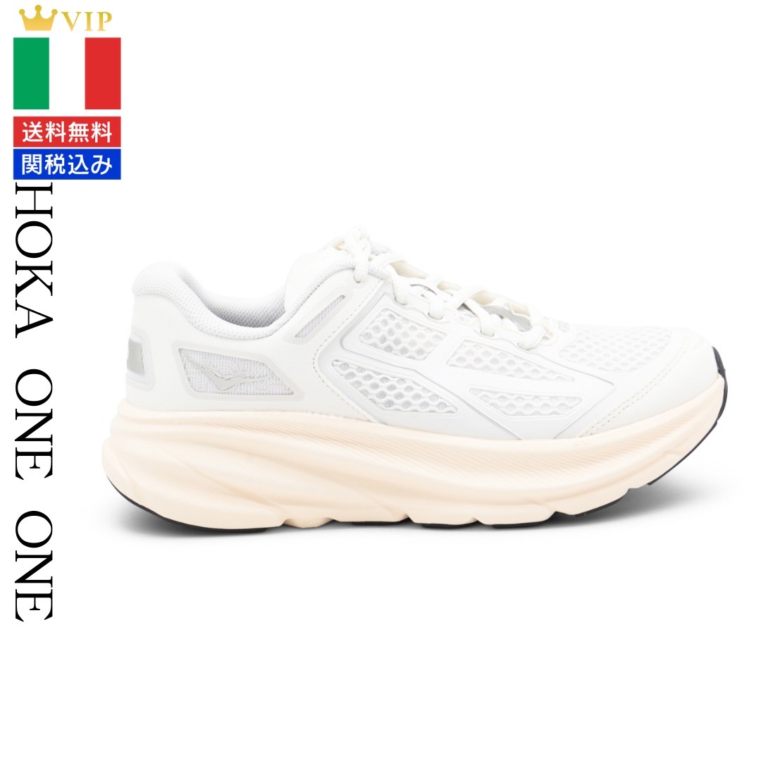 VIP【関税送料無料】希少 HOKA ONE ONE WHITE CLIFTON SNEAKERS