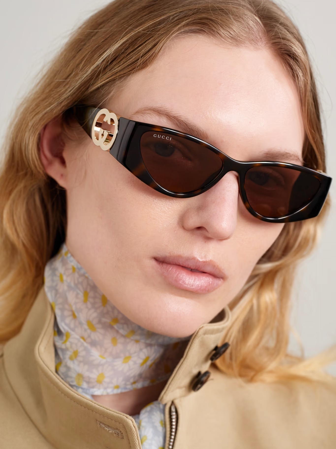 GUCCI EYEWEARキャットアイ トータスシェルアセテートサングラス