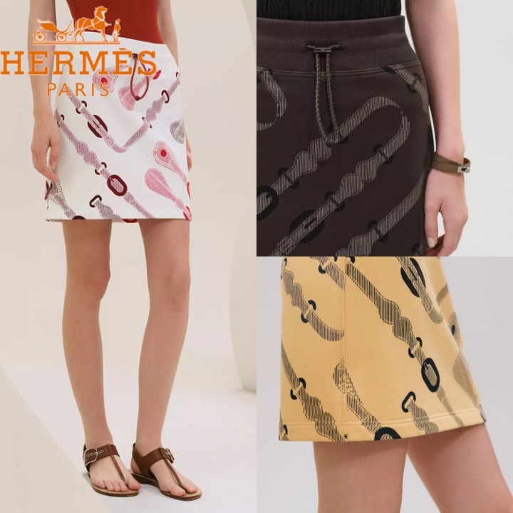 【エレガント】HERMES プリントミニスカート