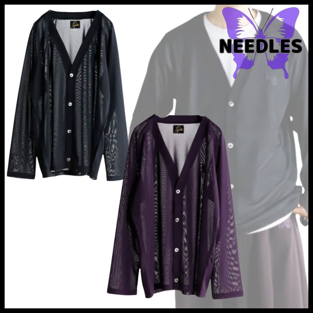 【NEEDLES】V Neck Cardigan - Poly Mesh Vネックカーディガン