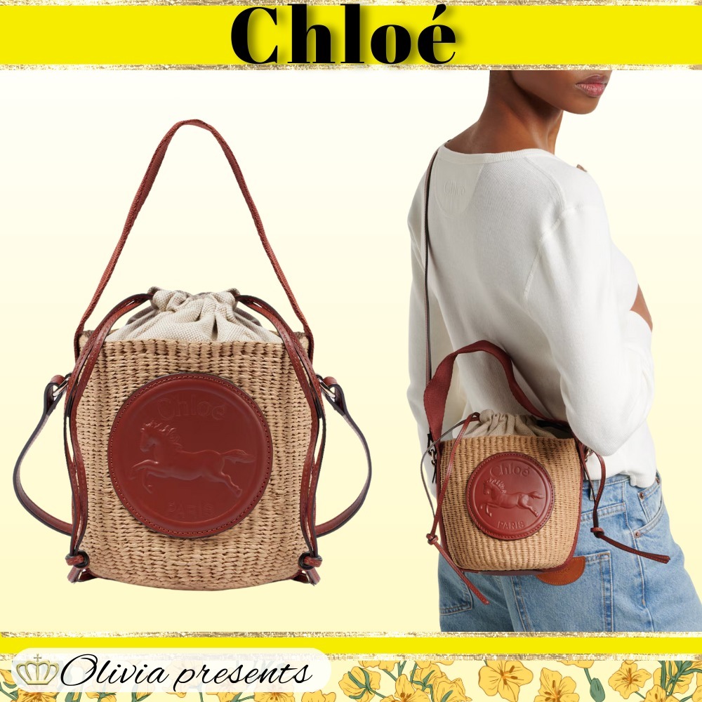 【Chloe】馬のメダル 小さな編み込みバケツバッグ