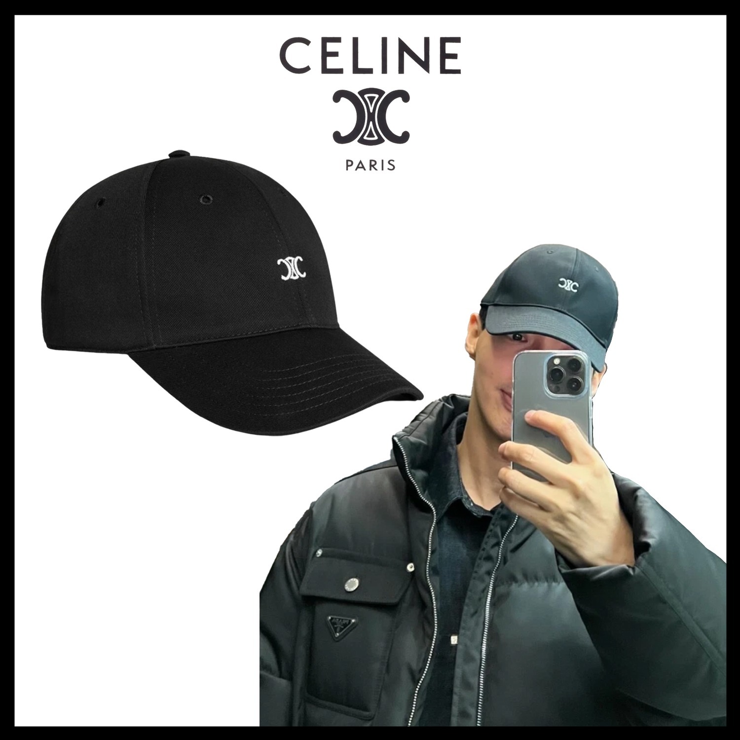 Celine Triomphe Baseball Cap Black Off White セリーヌ ハット