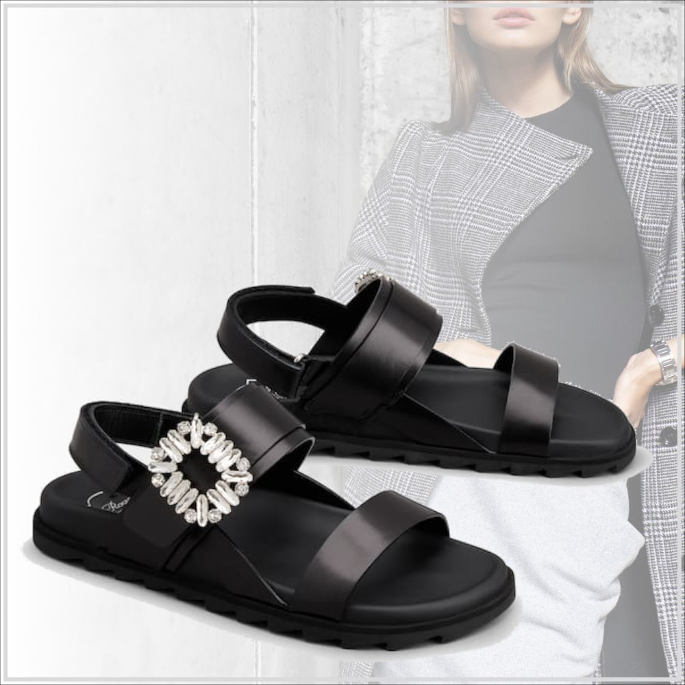 パリ発【Roger Vivier】スライディー ヴィヴ レザー サンダル
