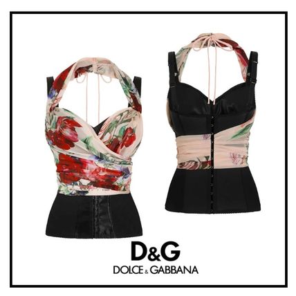 DOLCE & GABBANA チュール アンダーワイヤー カップ コルセット ブラックのウィメンズ ミディ スリップドレス チュール レース