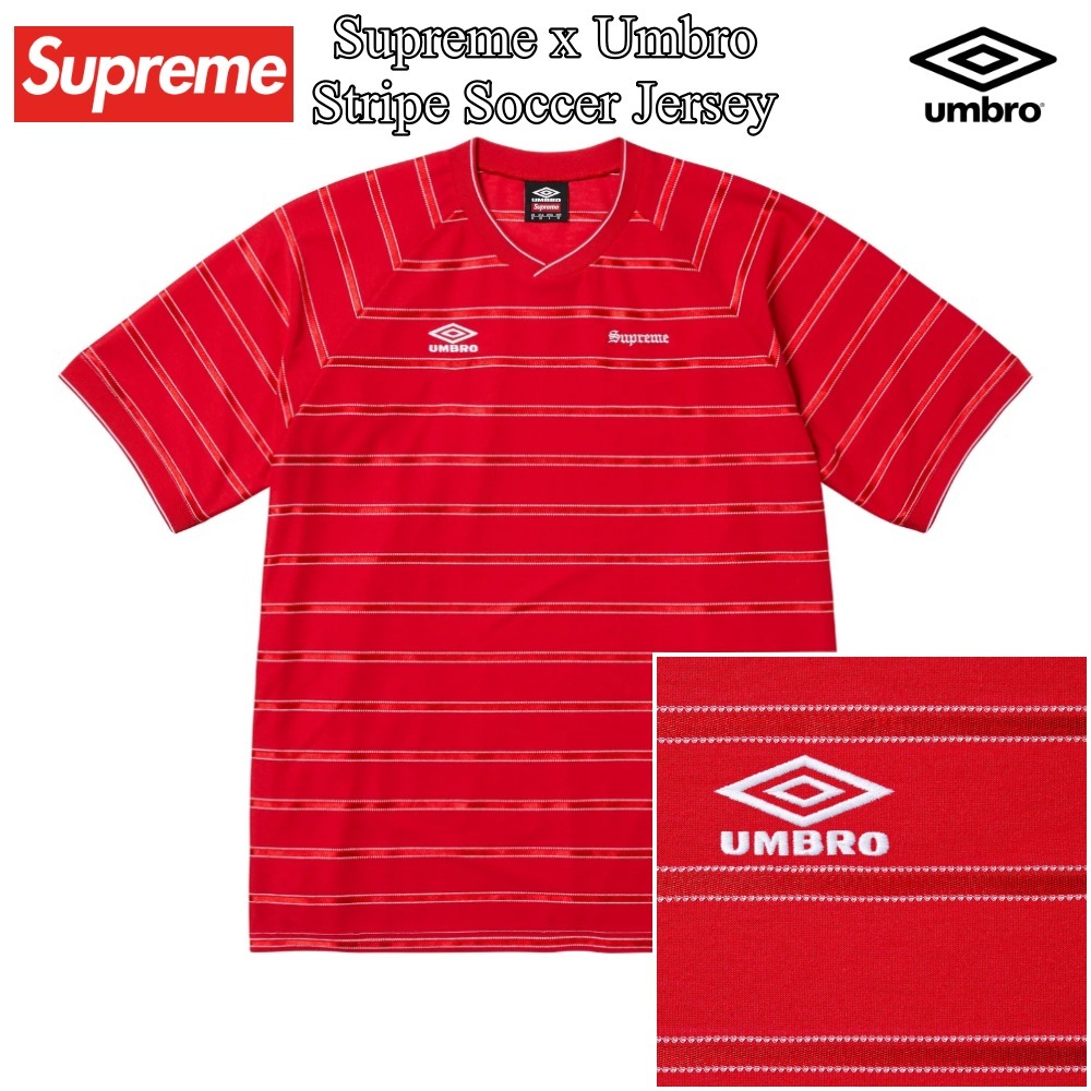 【Supreme x Umbro】Stripe Soccer Jersey★Red★25SS★
