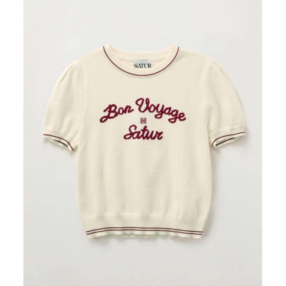 Tシャツ・カットソー SATUR W Bon Voyage Puff Knit Cream Burgundy SA252WKT05CRMU