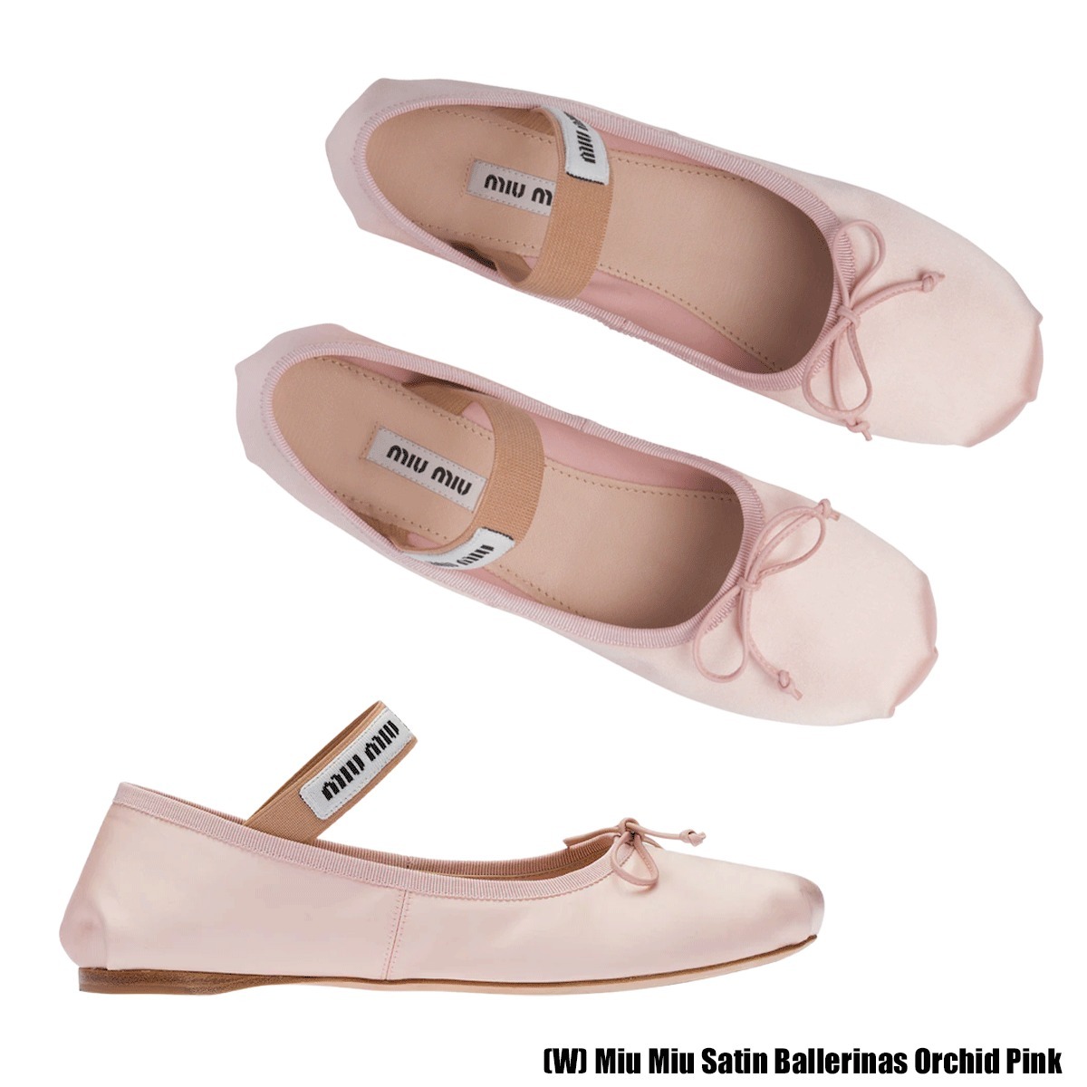 送料・関税込★ (W) Miu Miu Satin Ballerinas Orchid Pink