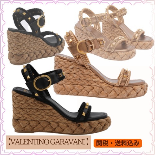 【VALENTINO 】ロックスタッズ◇ウェッジサンダル