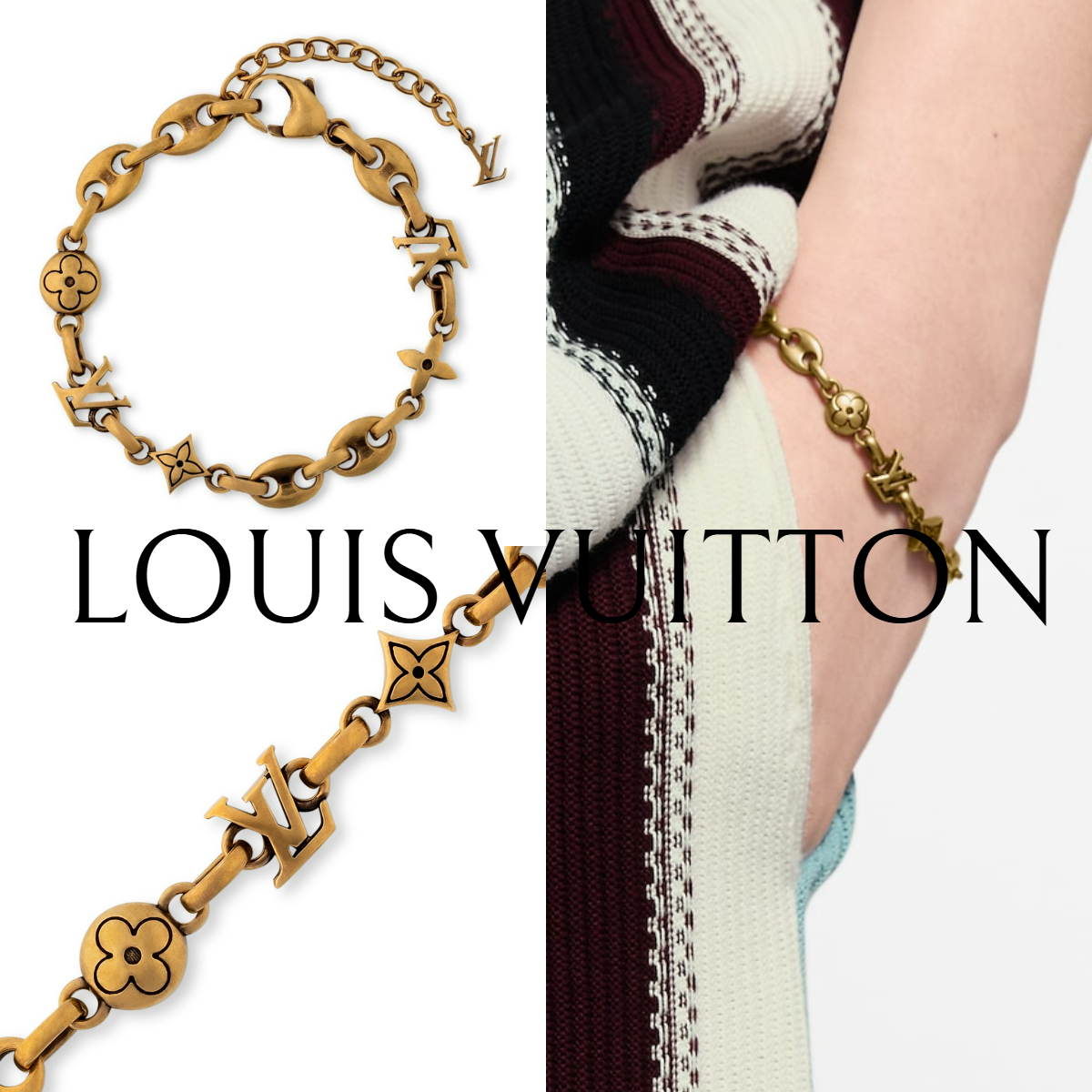 メンズ*LV*モノグラム セーラーブレスレット ゴールド M02746