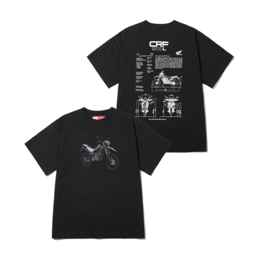 Tシャツ・カットソー HONDA MOTORCYCLE CRF 300L Modeling Short Sleeve Black