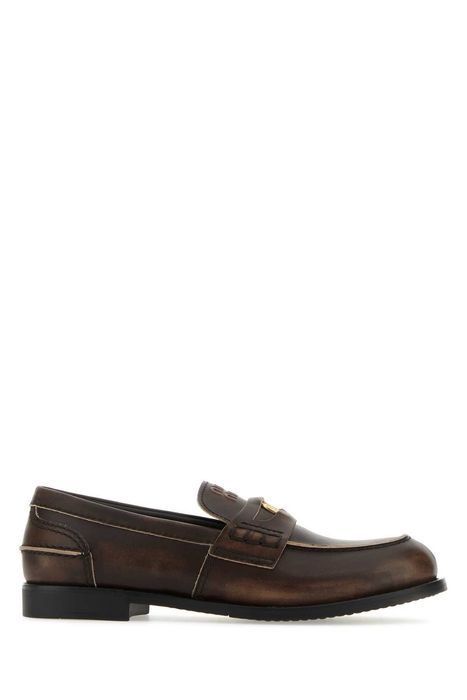ローファー・オックスフォード MIU MIU Dark Brown Leather Loafers