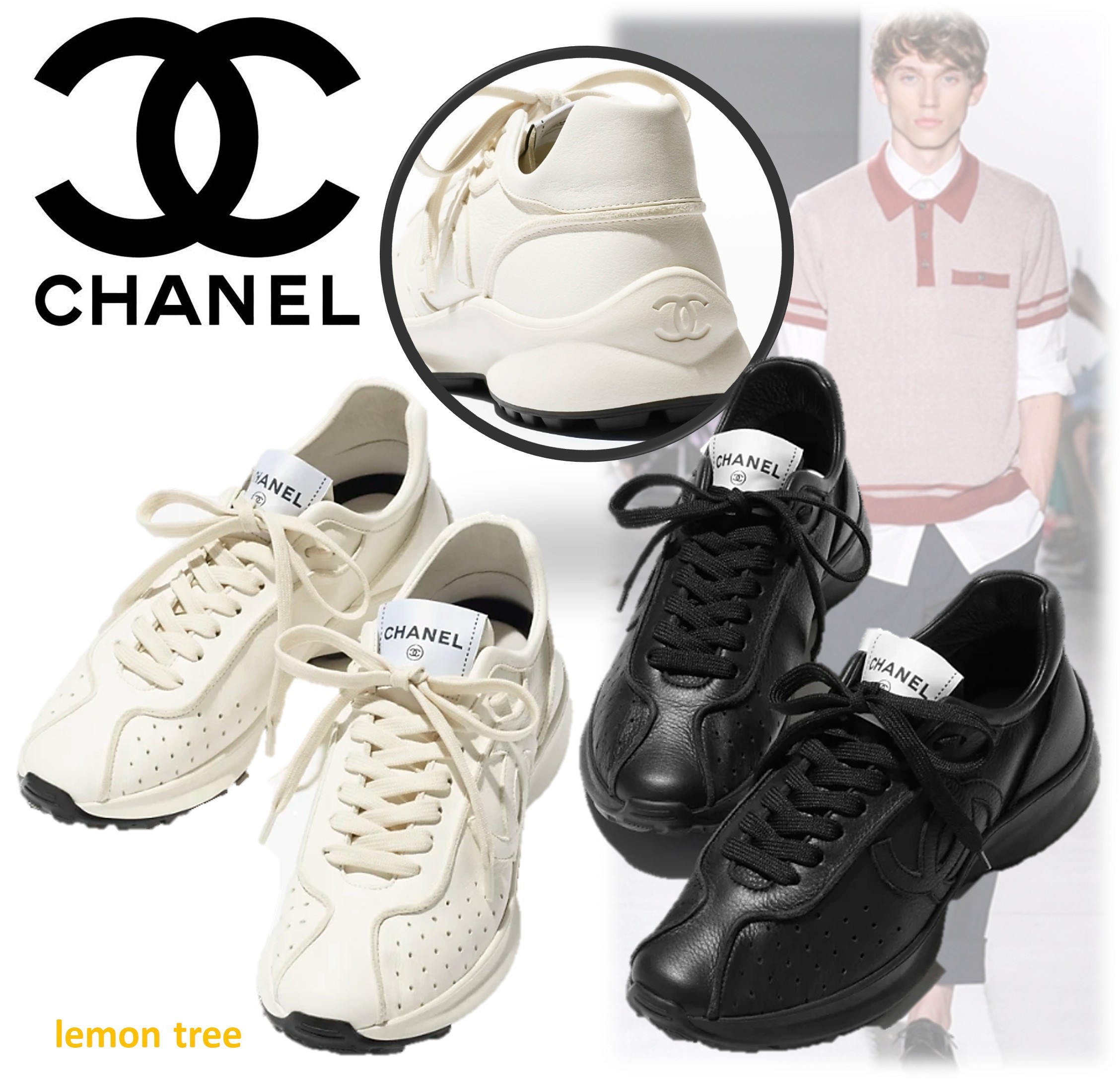 【CHANEL】Trainers スニーカー カーフスキン ロゴ