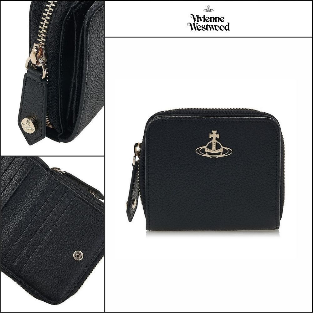 【Vivienne Westwood】Women Grain Leather Zip-Around Wallet