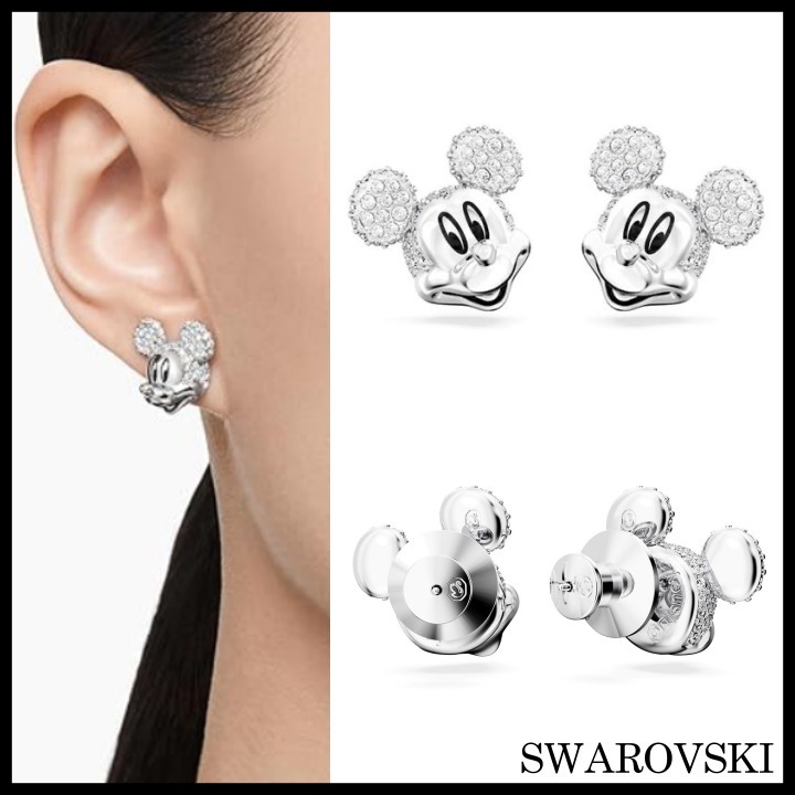 関税送料込◆SWAROVSKI スワロフスキー ◆ミッキーマウス ピアス