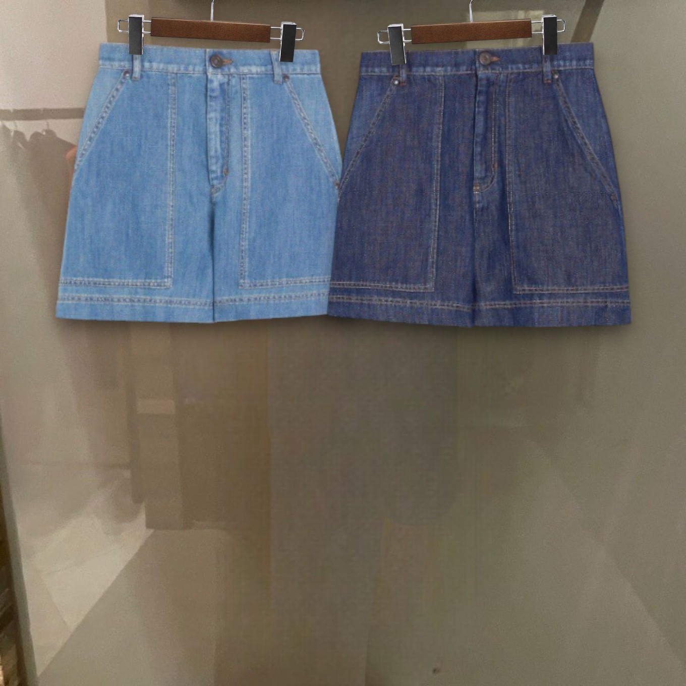 NABULUS コットン＆リネン デニム バミューダパンツ