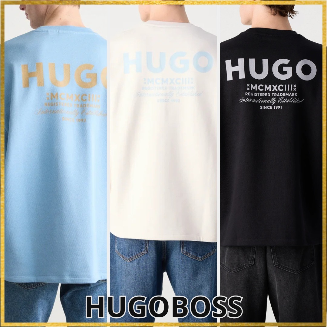 HUGO ｜NAVIU メンズ スウェット 長袖 トップス ロゴプリント
