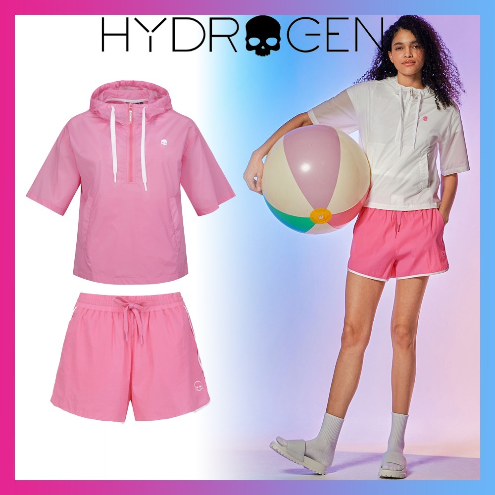 【HYDROGEN】(韓国) クロップドジップパンツセット ピンク