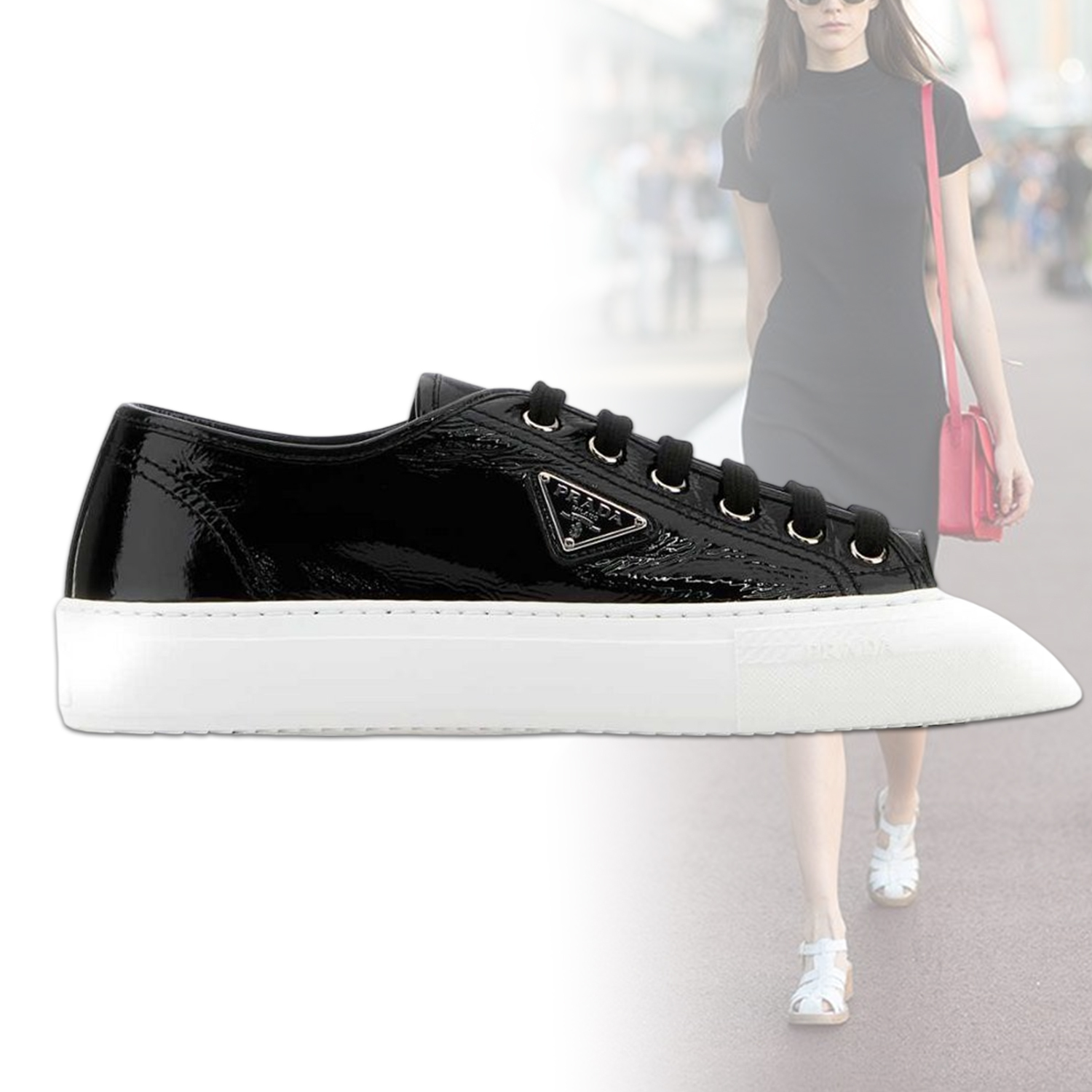 ◆PRADA◆ トライアングルロゴ レースアップ スニーカー