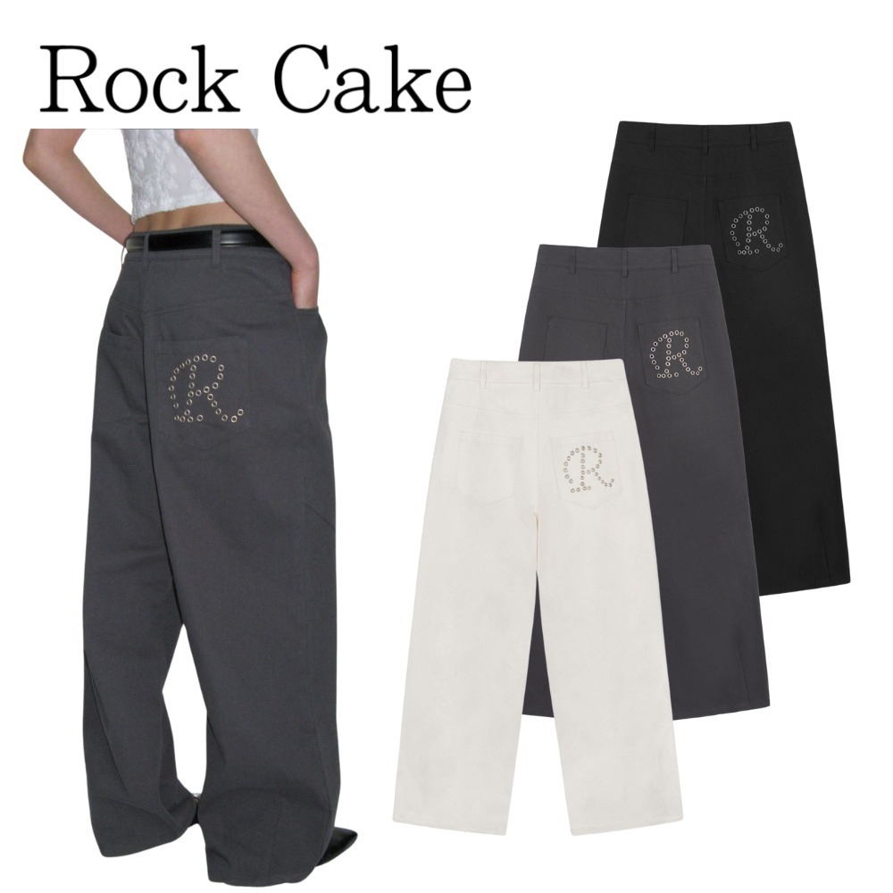 ★ROCKCAKE★ EYELET R POCKET CURVED PANTS
