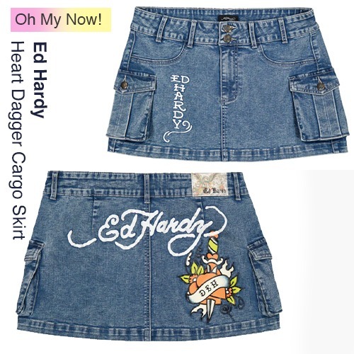 Y2K《 Ed Hardy 》イトウォッシュ カーゴデニムミニスカート