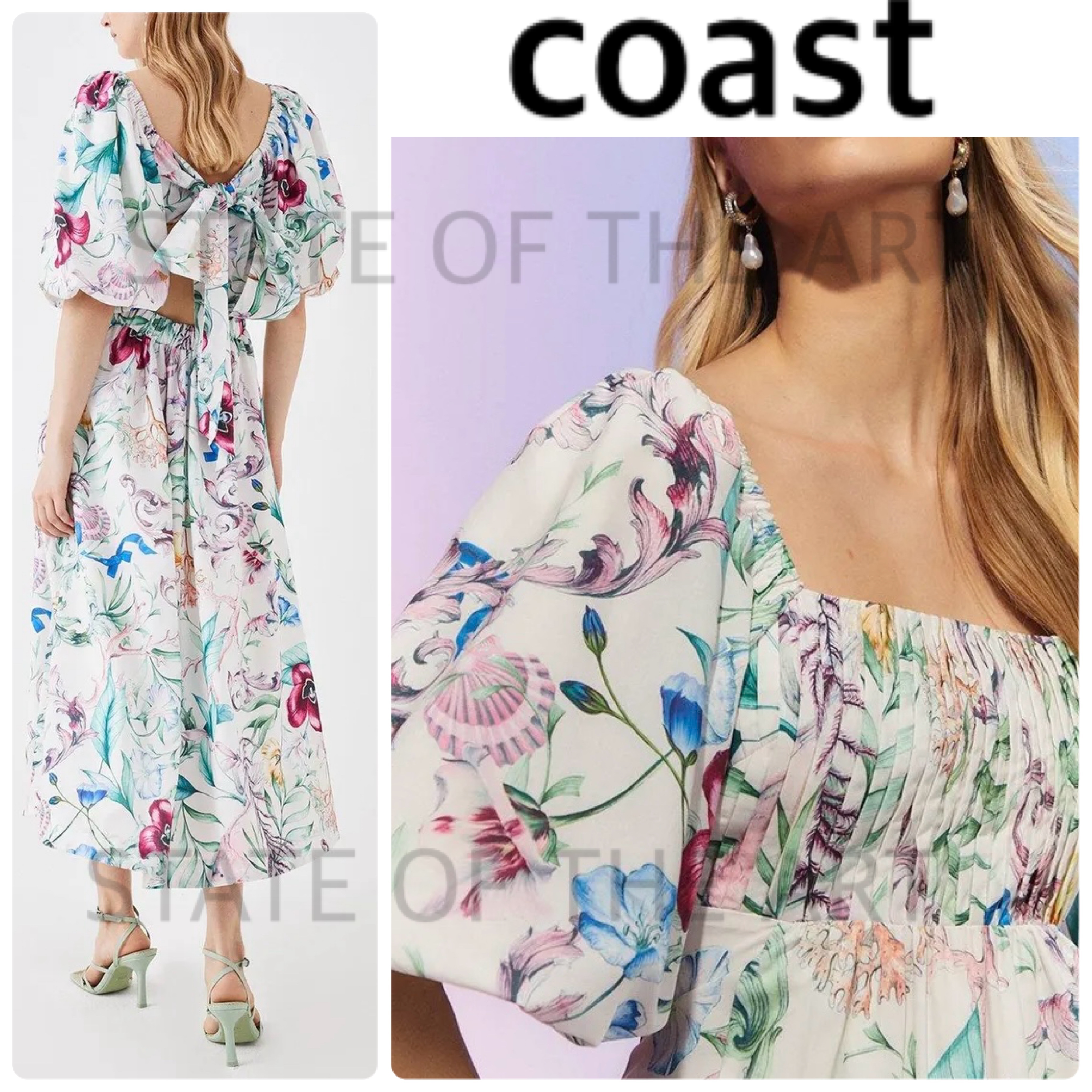 【COAST】コレクタープリーツバスト フローラルドレス