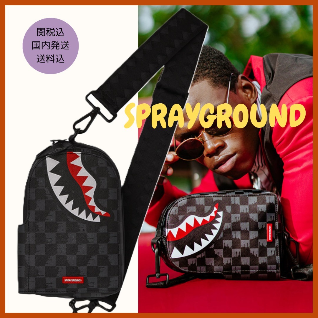 【SPRAYGROUND】Drip Check Shark ショルダーバッグ 関税送料込