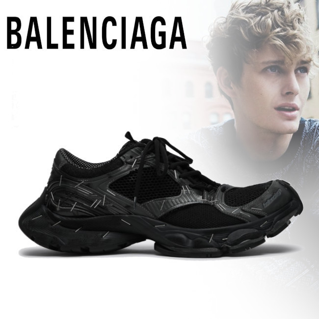 正規店買付【BALENCIAGA】ブラック スニーカー ホッチキス