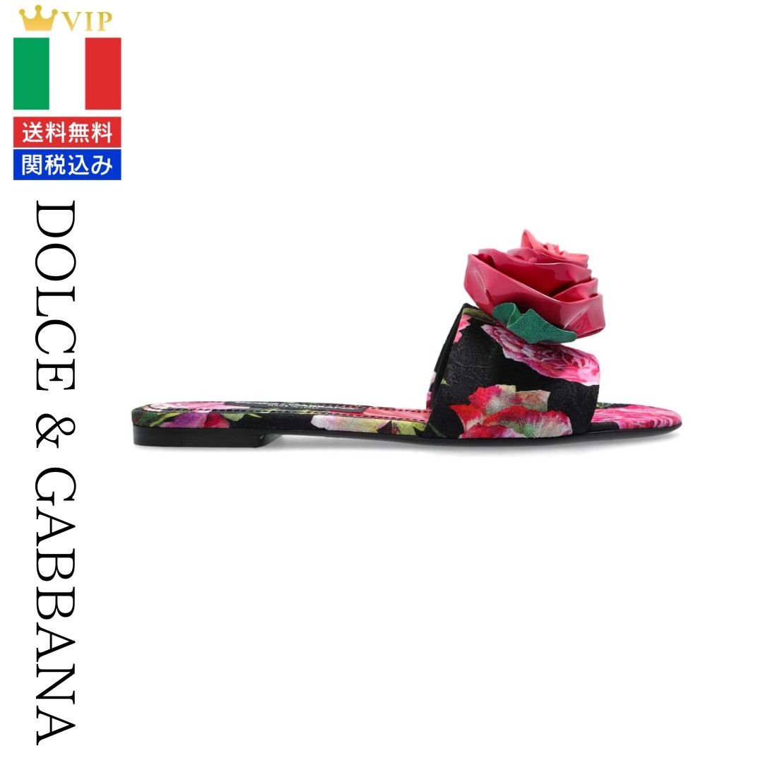 VIP【送料関税込】DOLCE&GABBANA ROSE EMBELLISHED FLAT SANDALS