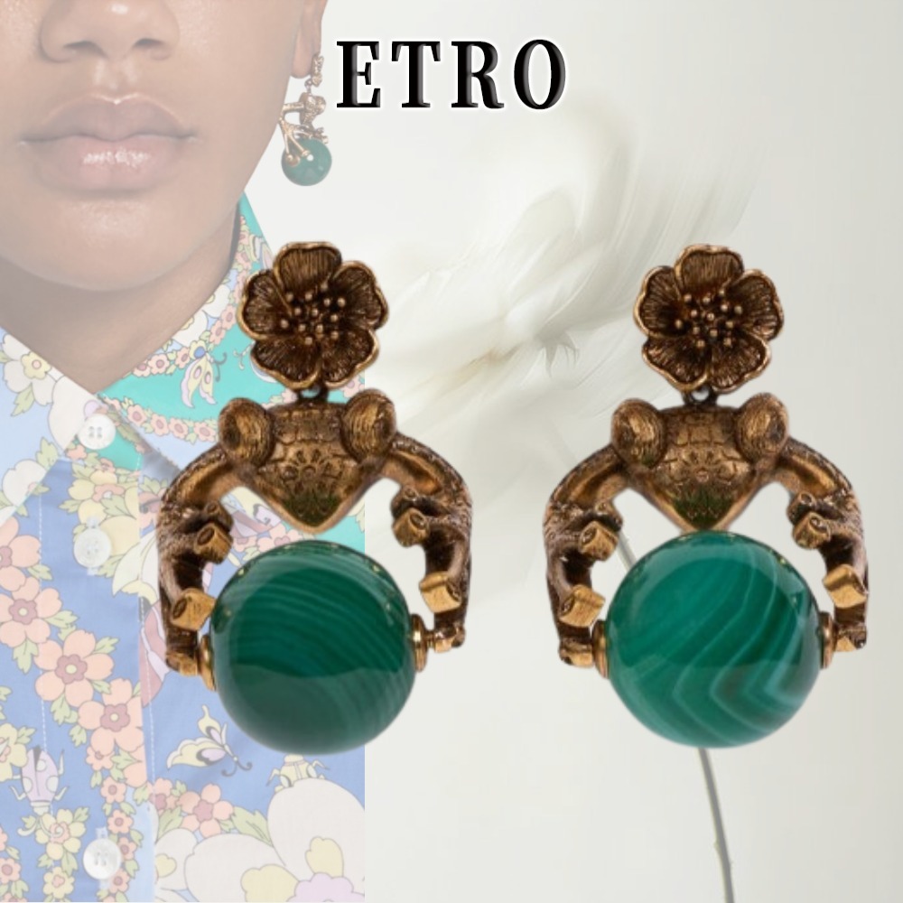 【存在感ある】ETRO カエルチャームイヤリング ゴールド