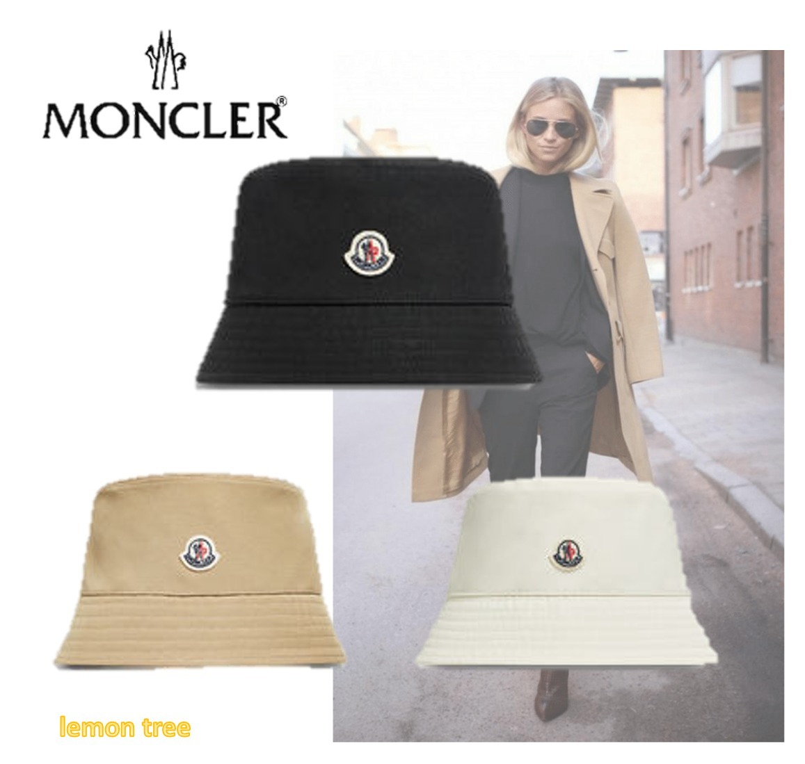 MONCLER バケットハット お洒落ロゴ コーデのポイント