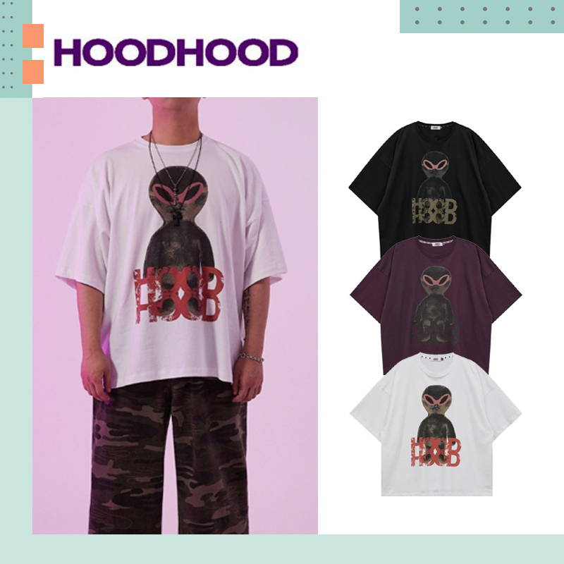 HOODHOOD ♥ BLACK ALIEN GRAPHIC OVERFIT T-SHIRT
