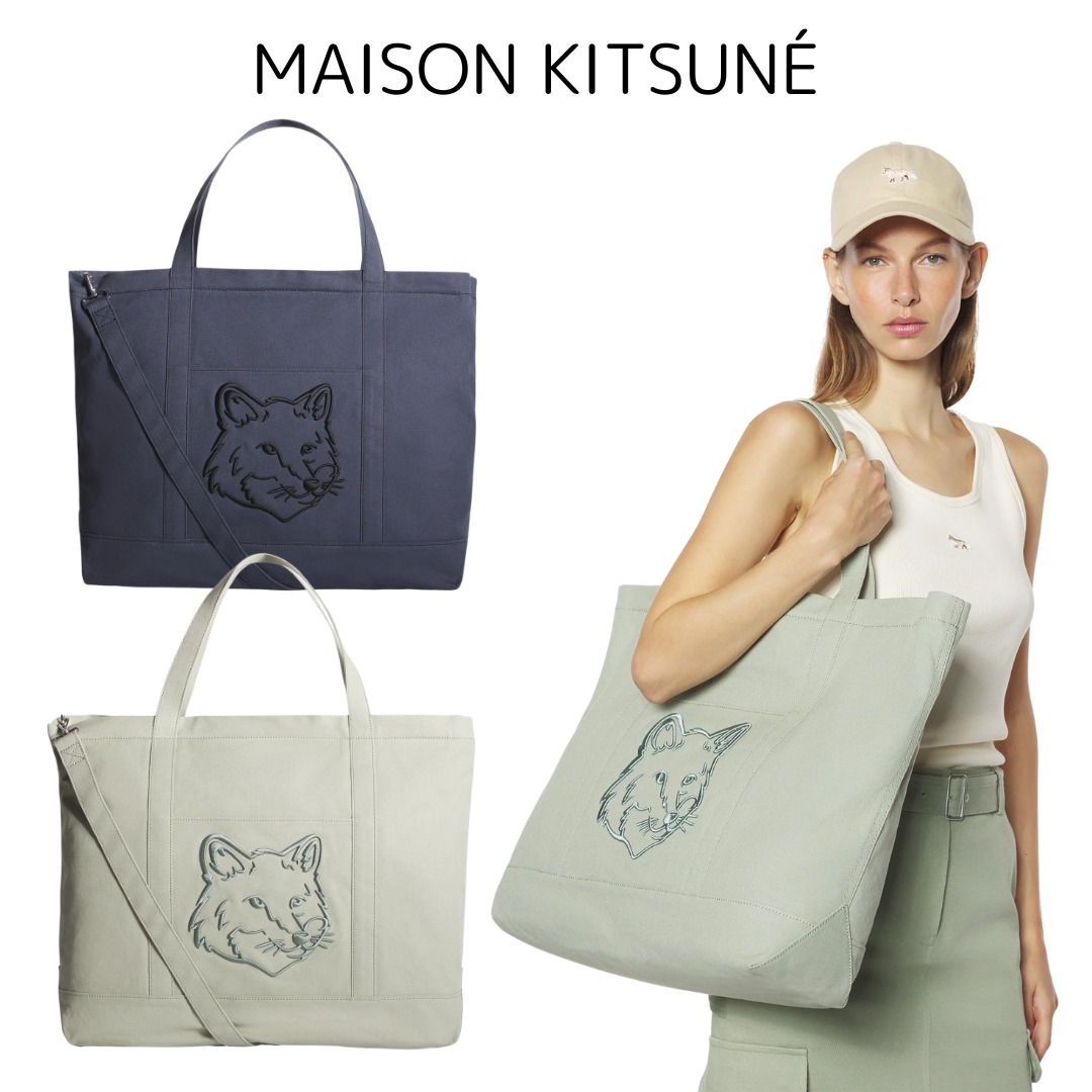 ユニセックス可能＜maisonkitsune＞フォックスヘッド XL トート
