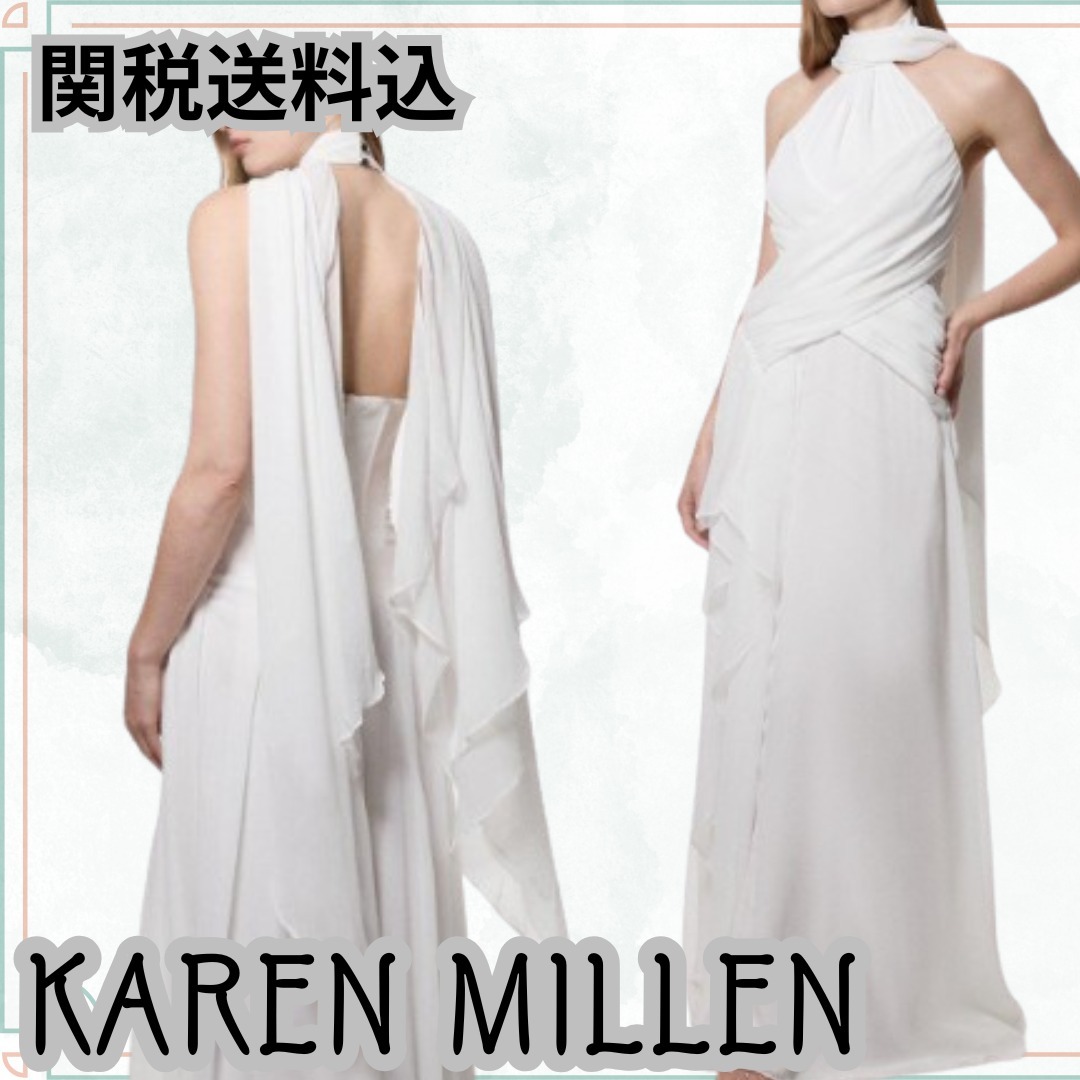 関送込【KAREN MILLEN】クリンクルクロスフロントマキシドレス