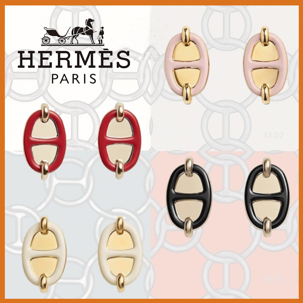 【コーデのポイントカラーに☆】HERMES ミニ マイヨン ピアス