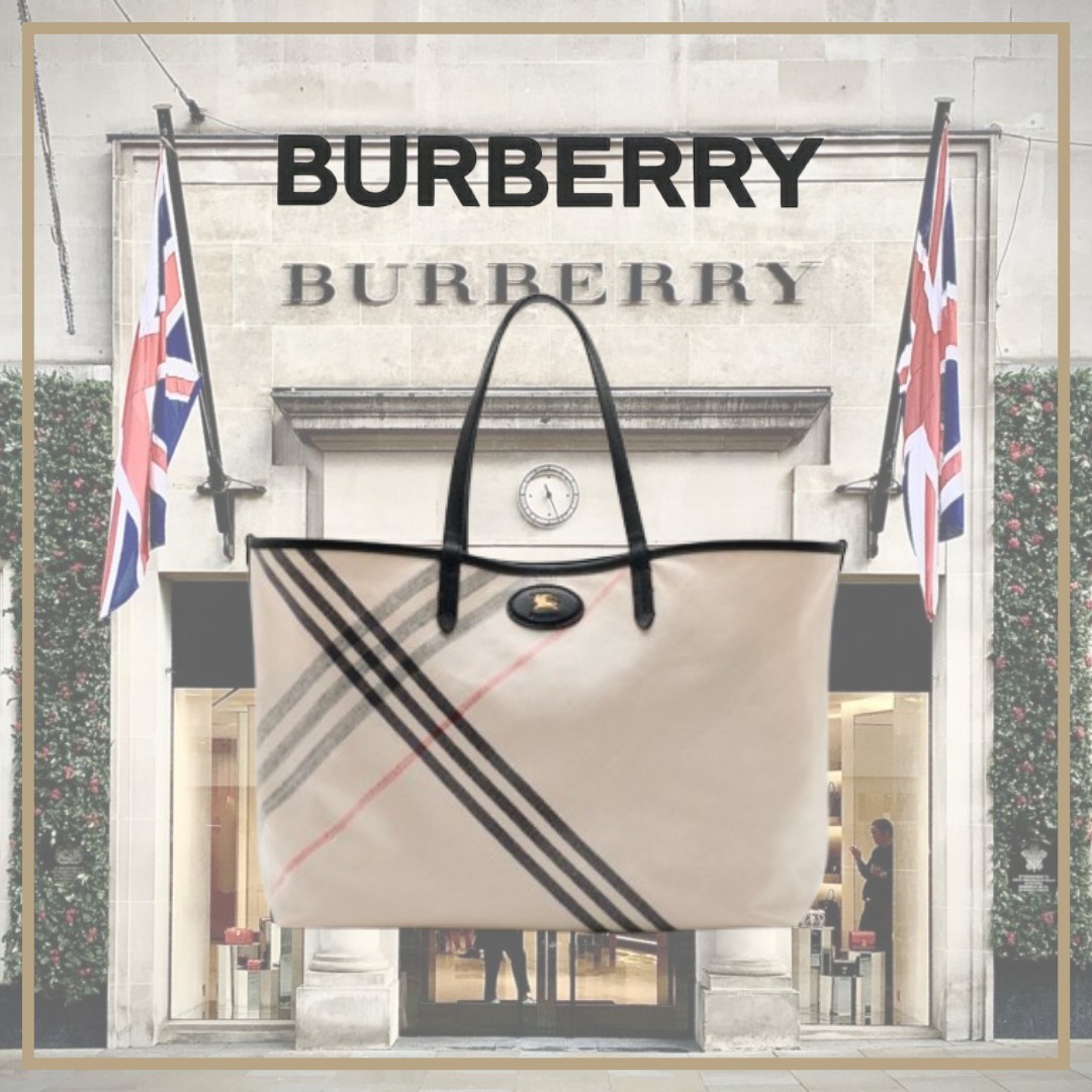 【BURBERRY】ミディアム ハイランドトート バッグ★ソープ