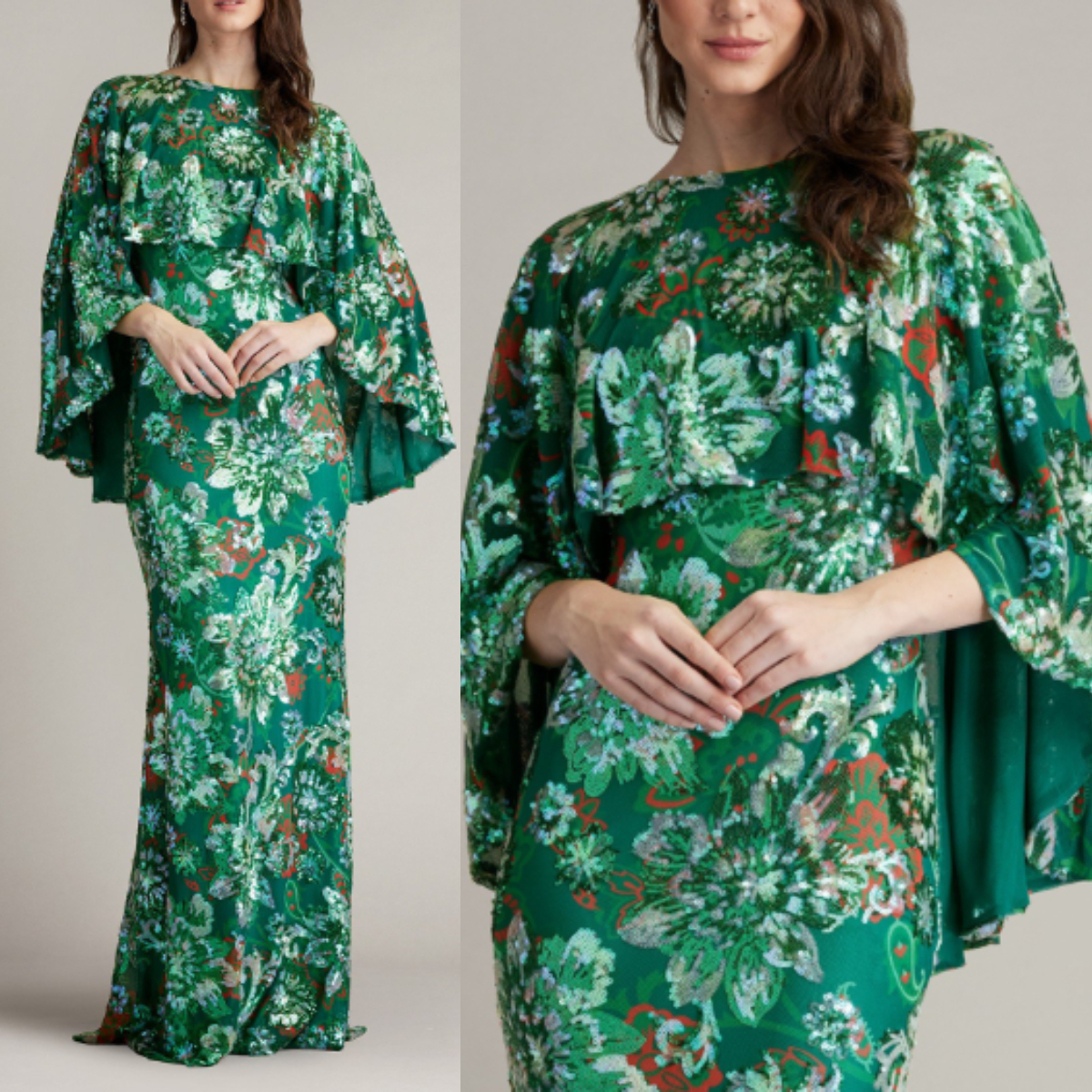 【TADASHI SHOJI】関税込★スパンコールケープドレス
