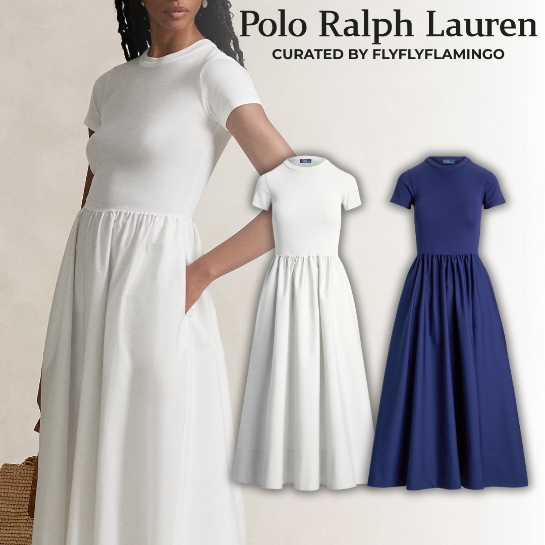 【POLO RALPH LAUREN】コットン クルーネック 半袖 ワンピース