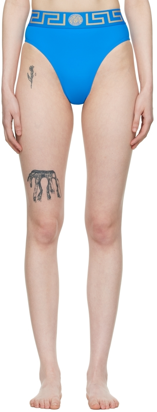 【関税込み】Versace Underwear ブルー グレカ ビキニボトム