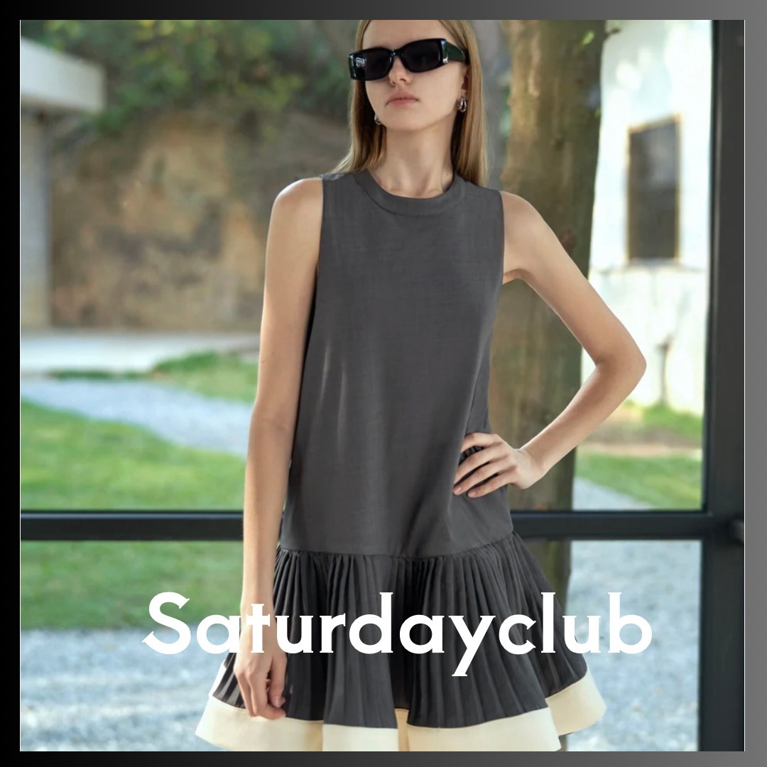 SATURDAYCLUB コントラストヘムプリーツウエストワンピース