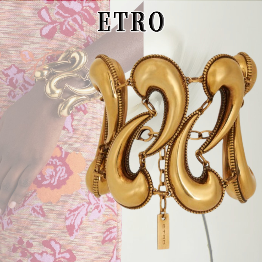 【存在感ある】ETRO ペイズリーブレスレット ゴールド