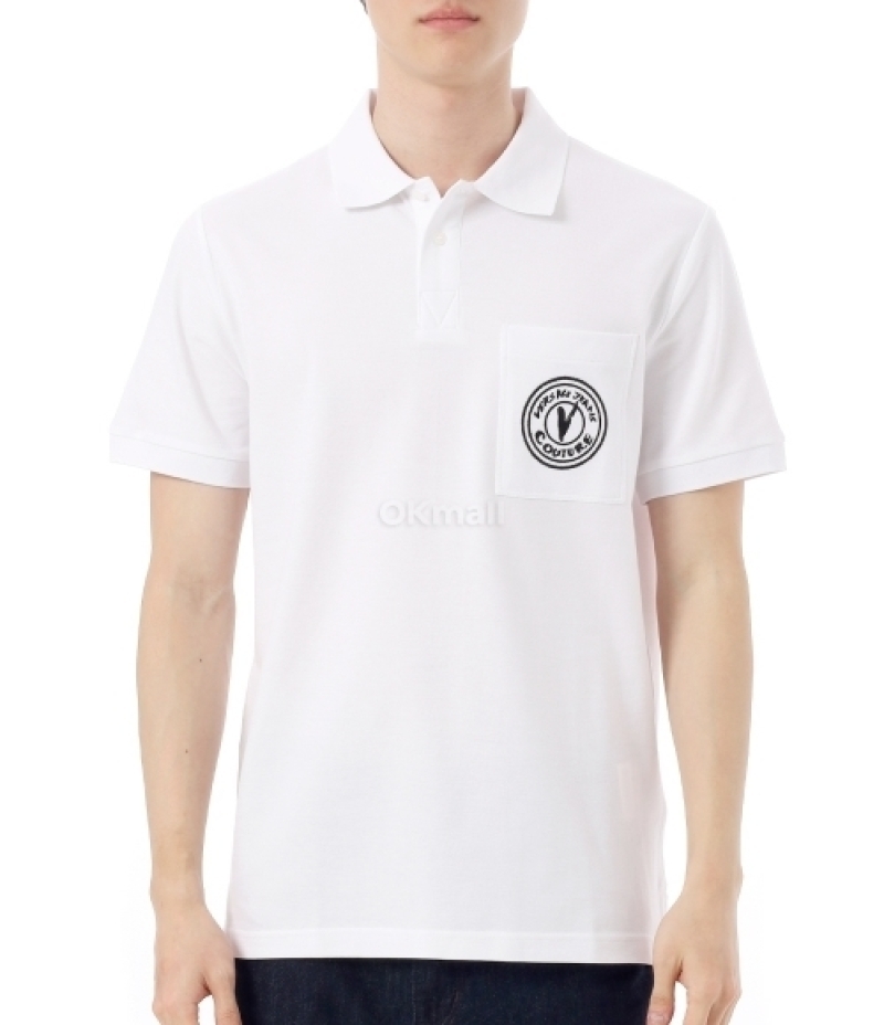 VERSACE｜SHORT-SLEEVED PIQUE/COLLAR (Embroidered V-Emble