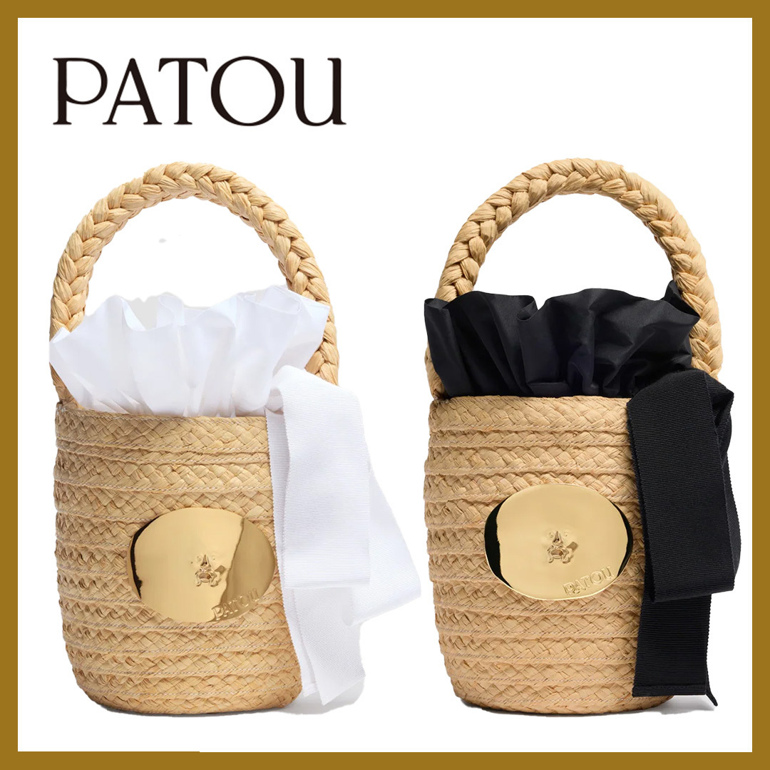 温もりと上品さ【PATOU】ラフィア アイコニック バケットバッグ