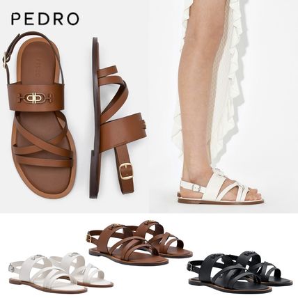 PEDRO ペドロ レディース パテントレザー ミュール サンダル ホワイト（白）系 Pedro(ペドロ) サンダル・ミュール(レディース