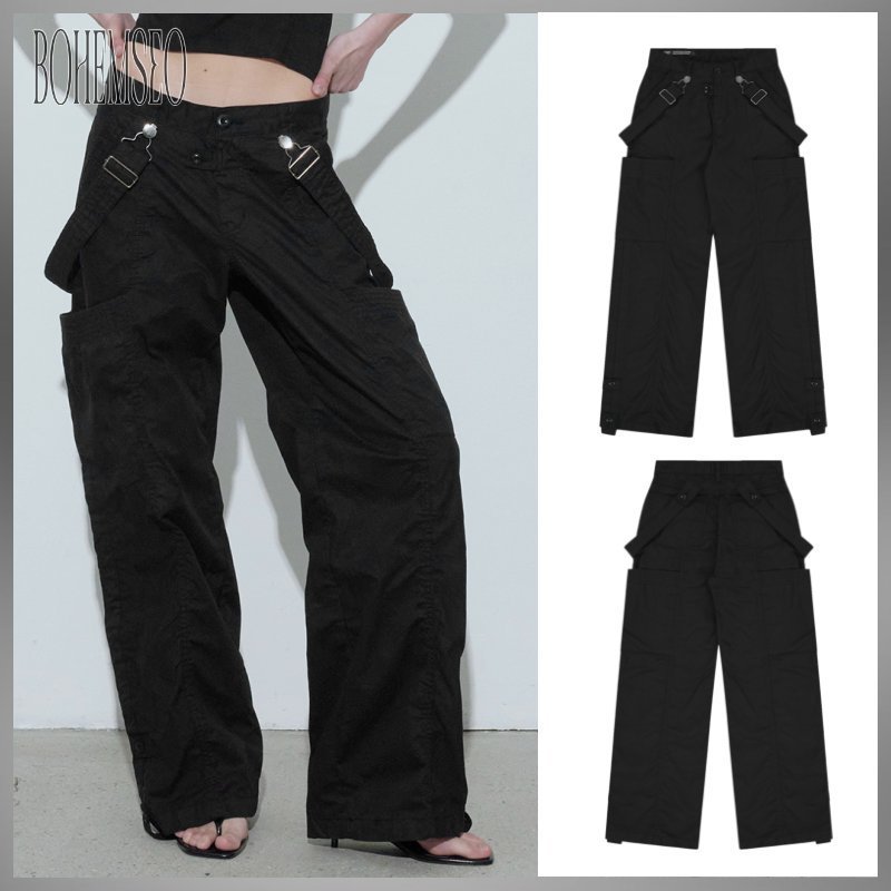 【BOHEMSEO】 OVERALLS CARGO PANTS, BLACK