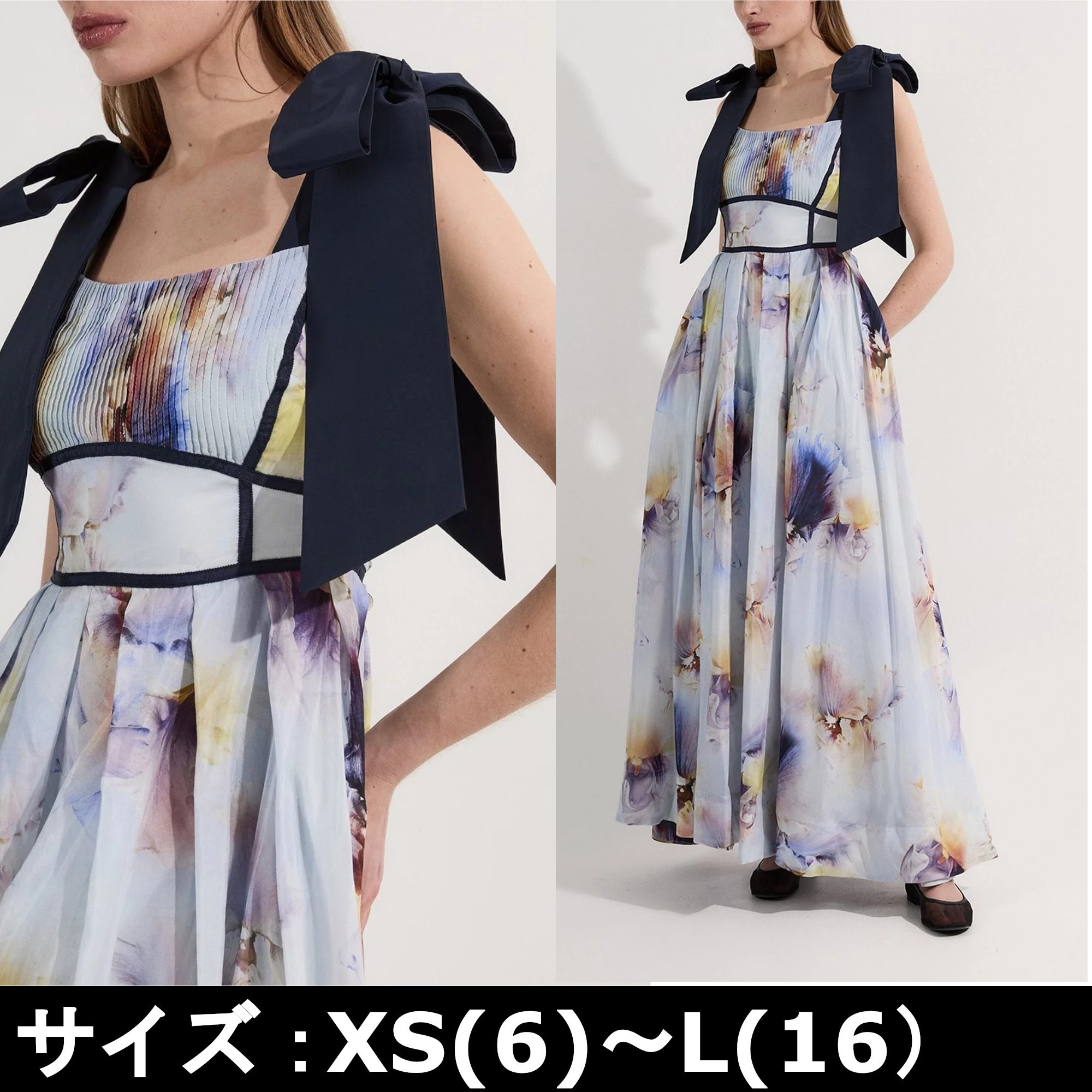KAREN MILLEN 花柄 シルク コットン 織り ストラップ ドレス