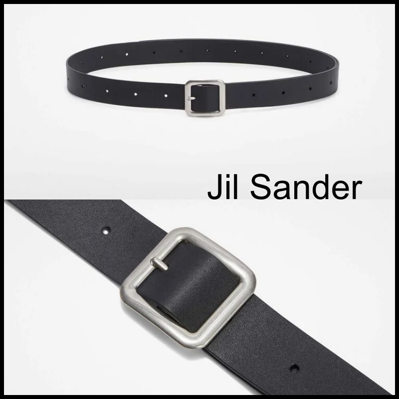 【JIL SANDER】フラットスクエアメタルバックル付きレザーベルト